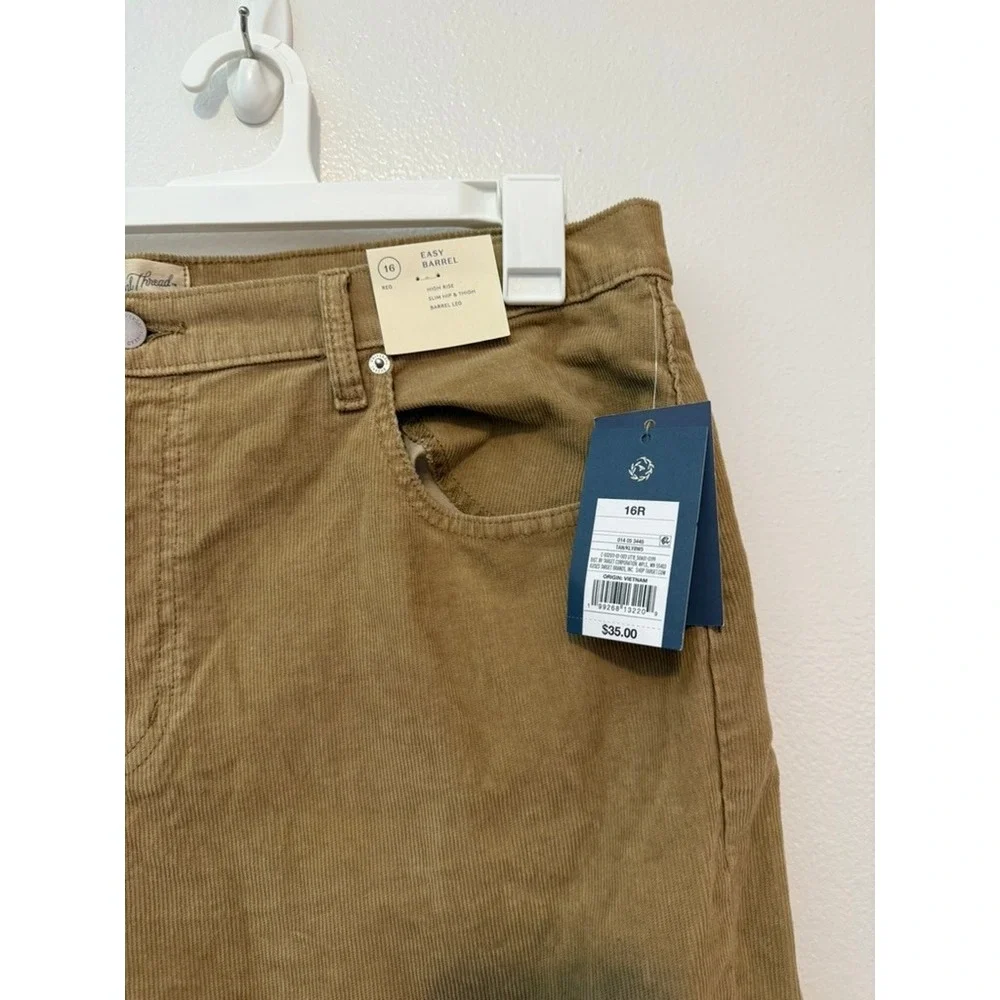 Universal Thread Easy Barrel Corduroy Pants Tan Brown High Rise 16R New